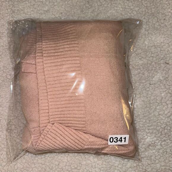 Calvin Klein Womens Light Pink Peach Oversized Cowl Neck Sweater - Size Large - Picture 10 of 10